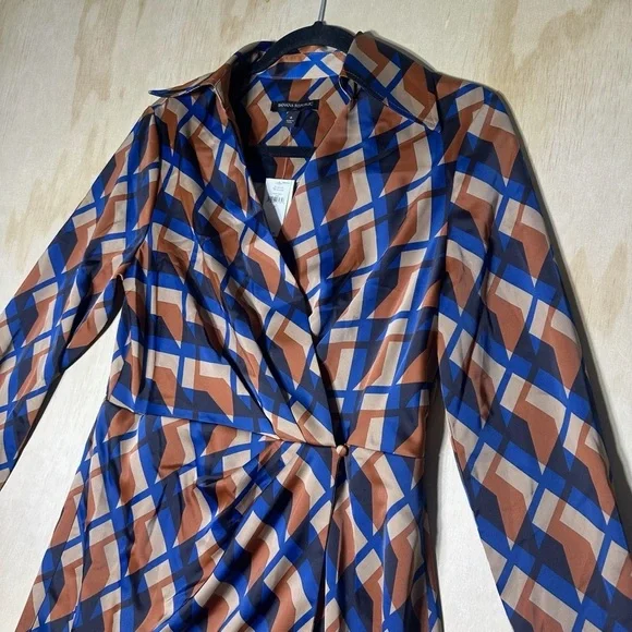 Banana Republic Long Sleeve Dress Satin Wrap Mini Dress Size 6 NWT - Picture 3 of 15